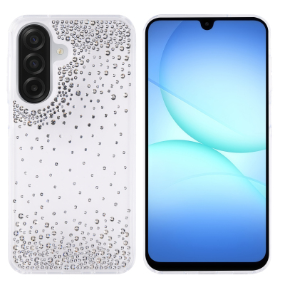 Galaxy A17 Case Airbag Design Drop Stone Embellished Transparent Zore Pera Silicone Cover - 3