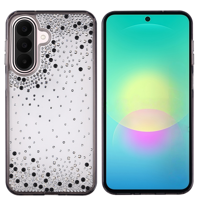 Galaxy A17 Case Airbag Design Drop Stone Embellished Transparent Zore Pera Silicone Cover - 1