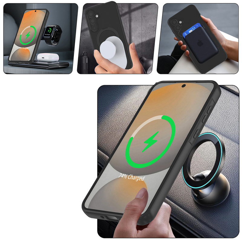 Galaxy A17 Case M-safe Charging Stand Zore Samara Cover - 8