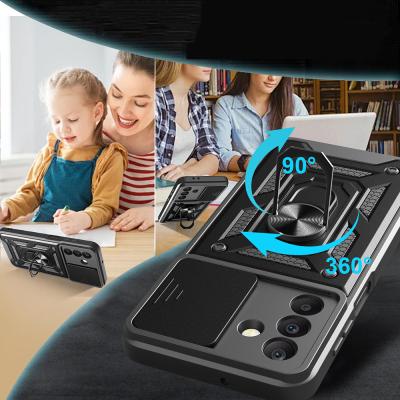 Galaxy A17 Case Magnetic Stand Camera Protection Zore Sliding Vega Cover - 5