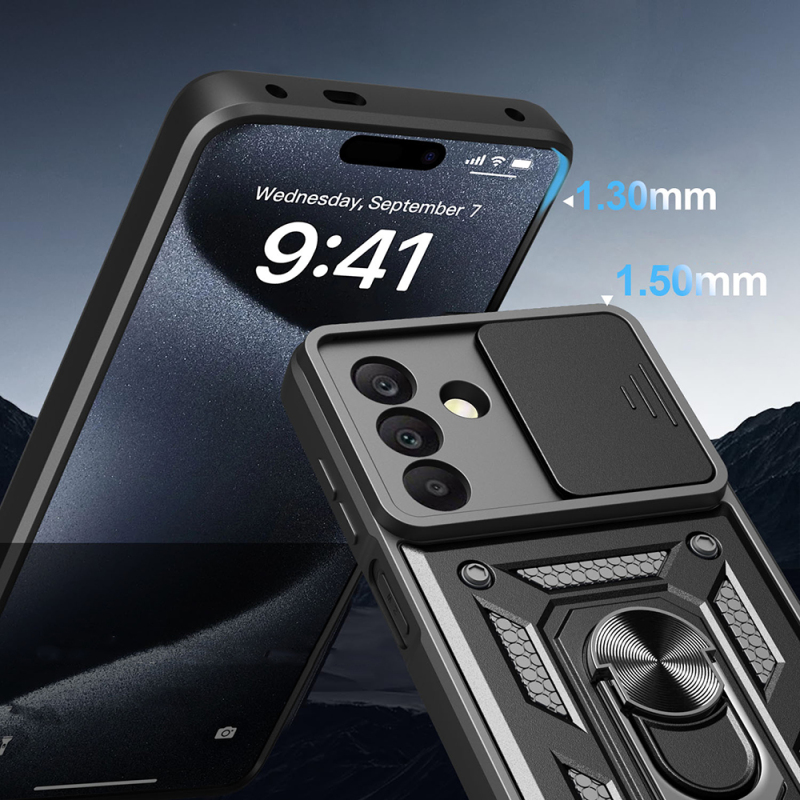 Galaxy A17 Case Magnetic Stand Camera Protection Zore Sliding Vega Cover - 9