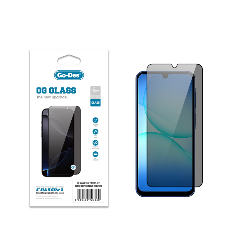 Galaxy A17 Go Des OG Glass Privacy Antistatik Temperli Cam Ekran Koruyucu - 1