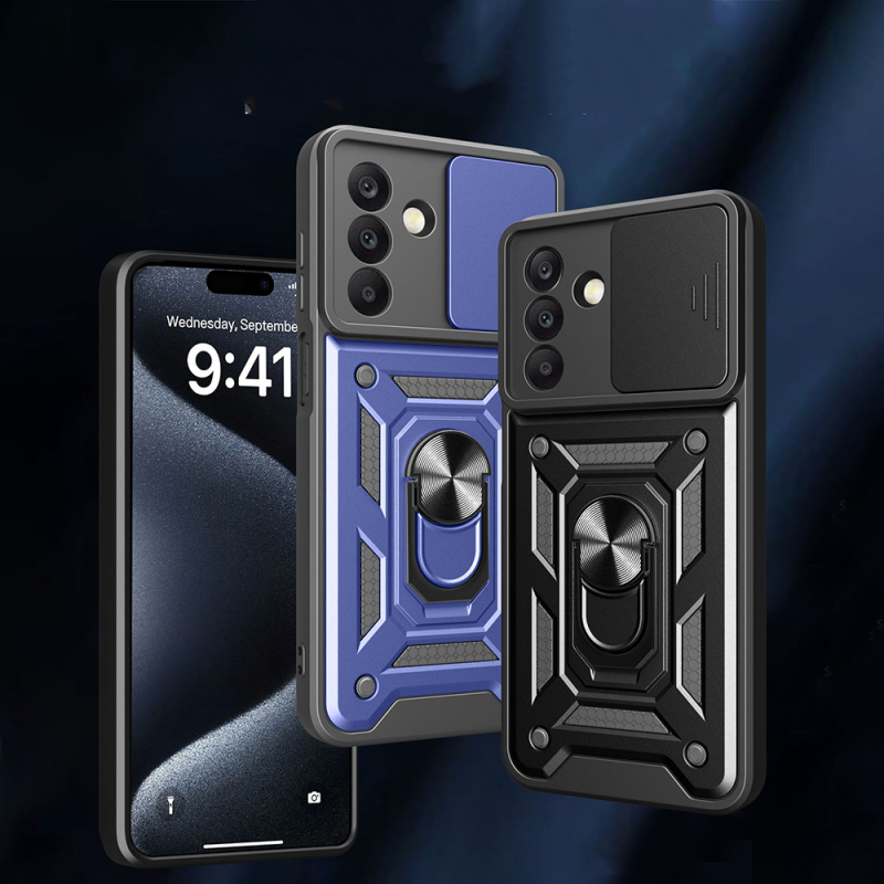 Galaxy A17 Kılıf Magnetik Standlı Kamera Korumalı Zore Sürgülü Vega Kapak - 4