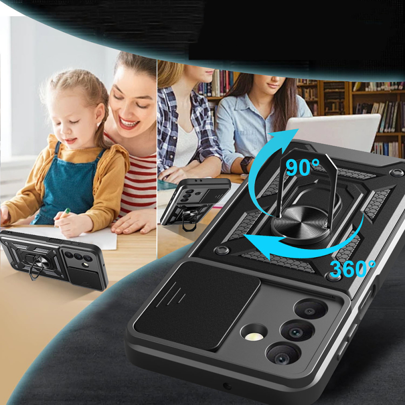 Galaxy A17 Kılıf Magnetik Standlı Kamera Korumalı Zore Sürgülü Vega Kapak - 5