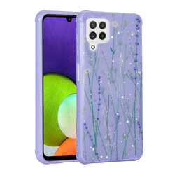 Galaxy A22 4G Case Glittery Patterned Camera Protected Shiny Zore Popy Cover - 3
