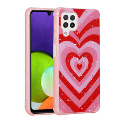Galaxy A22 4G Case Glittery Patterned Camera Protected Shiny Zore Popy Cover - 5