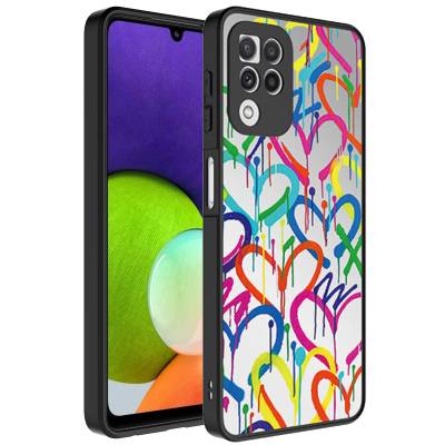 Galaxy A22 4G Case Mirror Patterned Camera Protected Glossy Zore Mirror Cover - 4