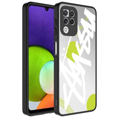 Galaxy A22 4G Case Mirror Patterned Camera Protected Glossy Zore Mirror Cover - 5