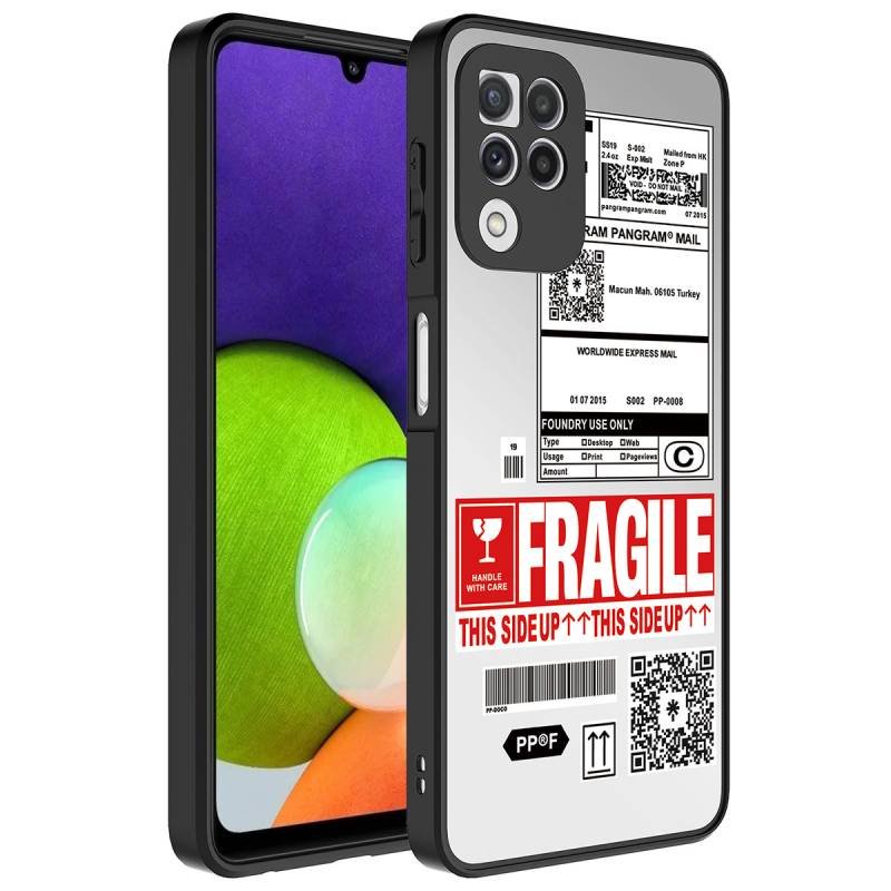 Galaxy A22 4G Case Mirror Patterned Camera Protected Glossy Zore Mirror Cover - 6