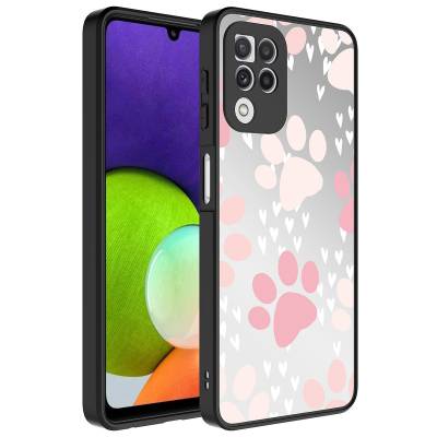 Galaxy A22 4G Case Mirror Patterned Camera Protected Glossy Zore Mirror Cover - 8