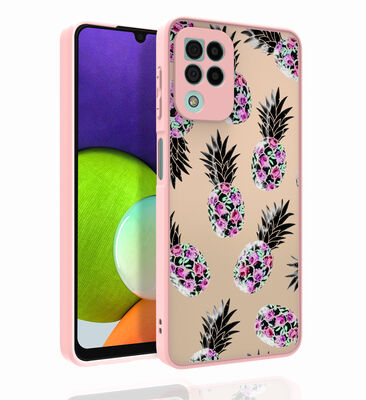 Galaxy A22 4G Case Patterned Camera Protected Glossy Zore Nora Cover - 3