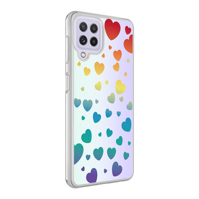 Galaxy A22 4G Case Zore M-Blue Patterned Cover - 5