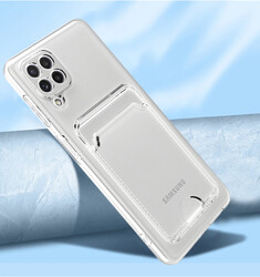 Galaxy A22 4G Kılıf Kartlıklı Şeffaf Zore Setra Clear Silikon Kapak - 3