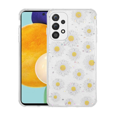 Galaxy A23 Case Glittery Patterned Camera Protected Shiny Zore Popy Cover - 4