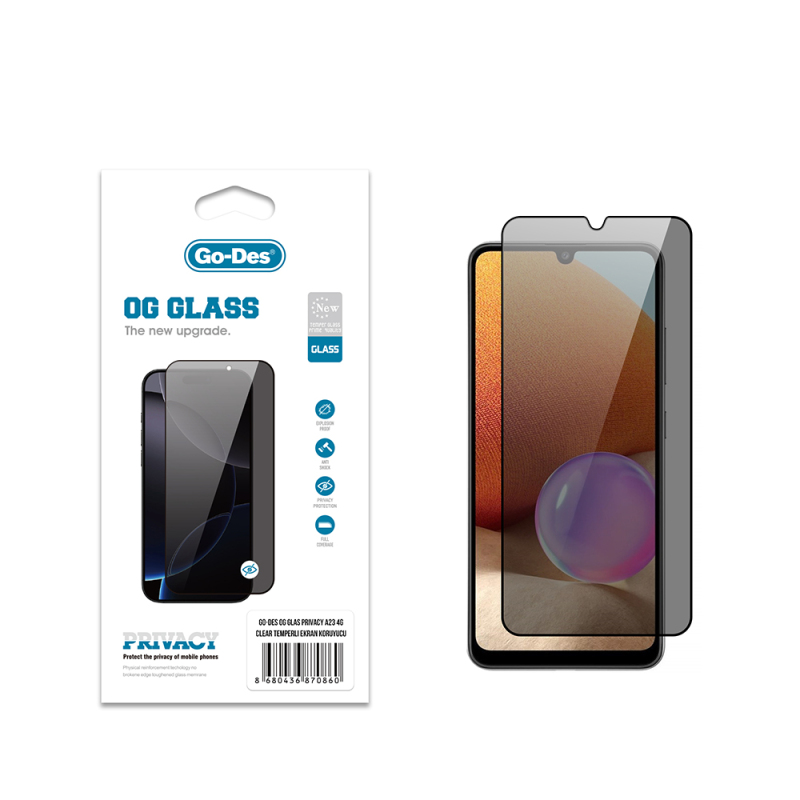 Galaxy A23 Go Des OG Glass Privacy Antistatic Tempered Glass Screen Protector - 2