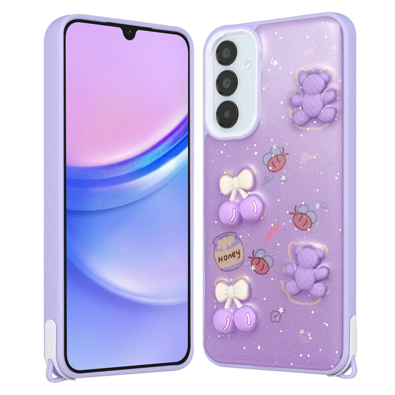 Galaxy A24 Case Shining Glitter Relief Figured Zore Cevze Cover - 3