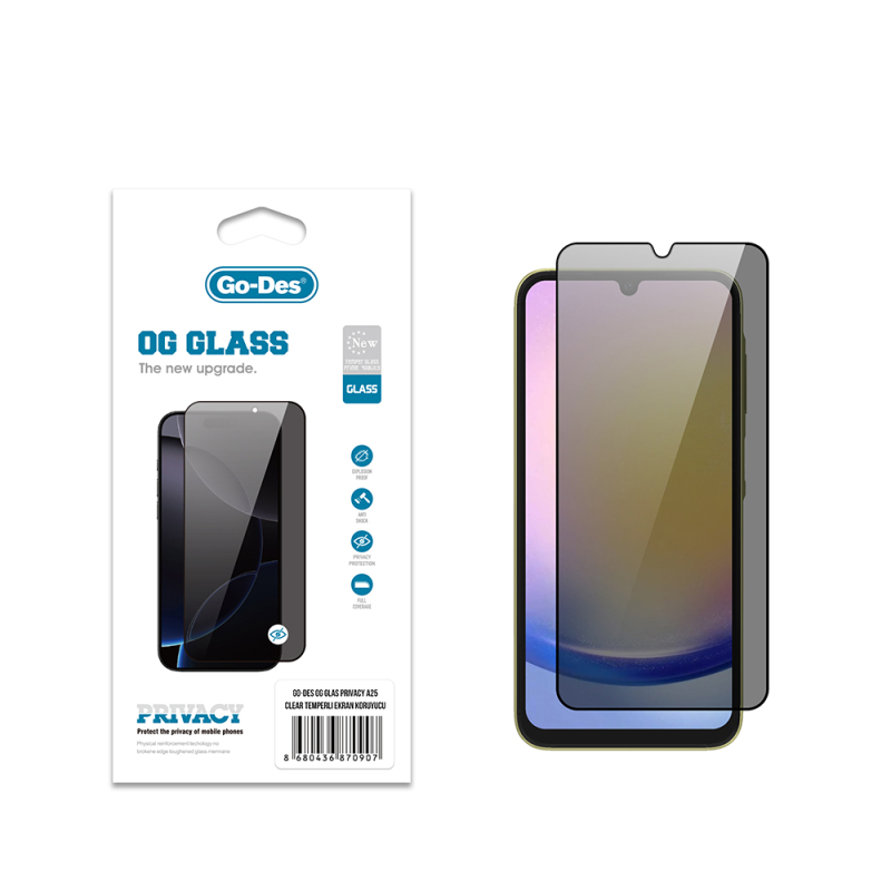 Galaxy A25 Go Des OG Glass Privacy Antistatik Temperli Cam Ekran Koruyucu - 2