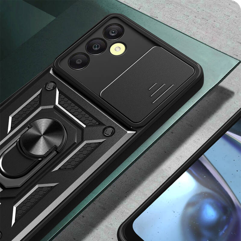 Galaxy A25 Case Magnetic Stand Camera Protector Zore Sliding Vega Cover - 4