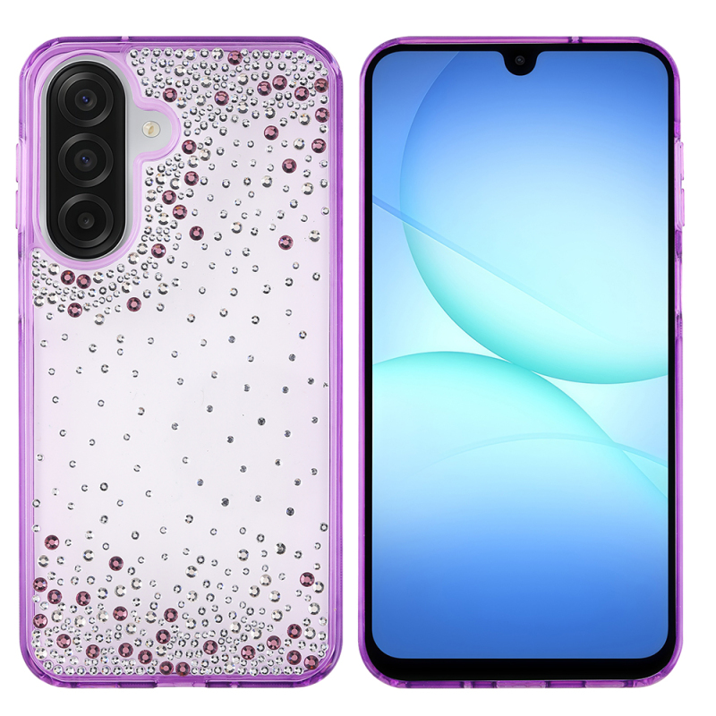 Galaxy A26 Case Airbag Design Drop Stone Embellished Transparent Zore Pera Silicone Cover - 1