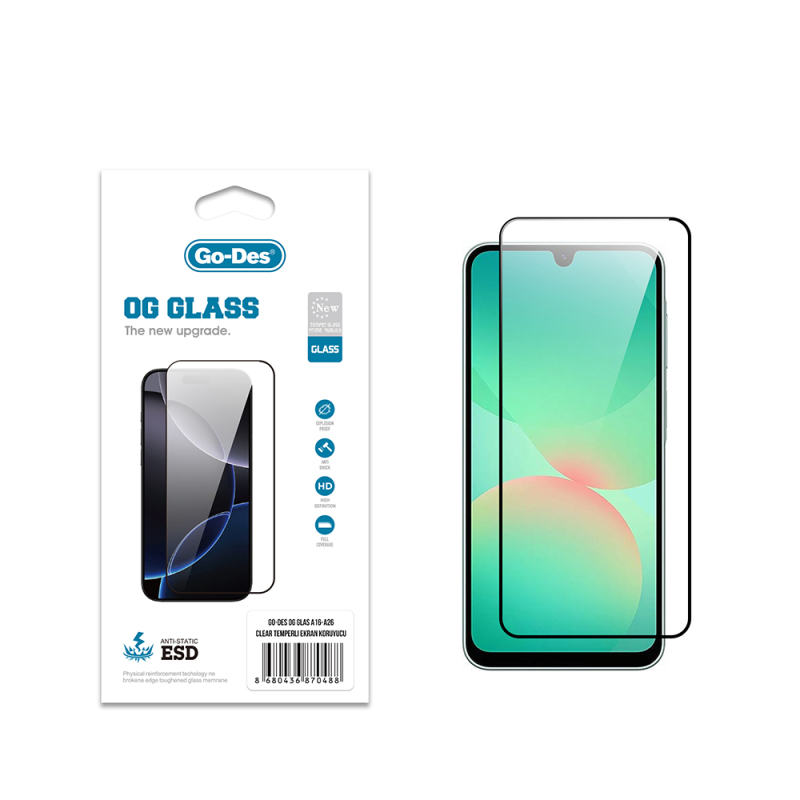 Galaxy A26 Go Des OG Glass Antistatik Temperli Cam Ekran Koruyucu - 1