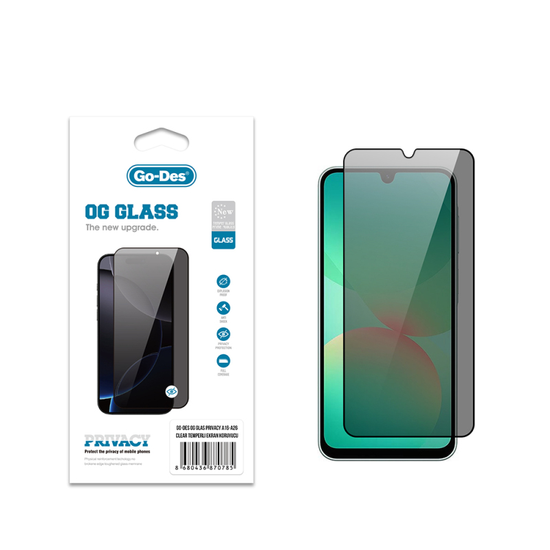 Galaxy A26 Go Des OG Glass Privacy Antistatik Temperli Cam Ekran Koruyucu - 1