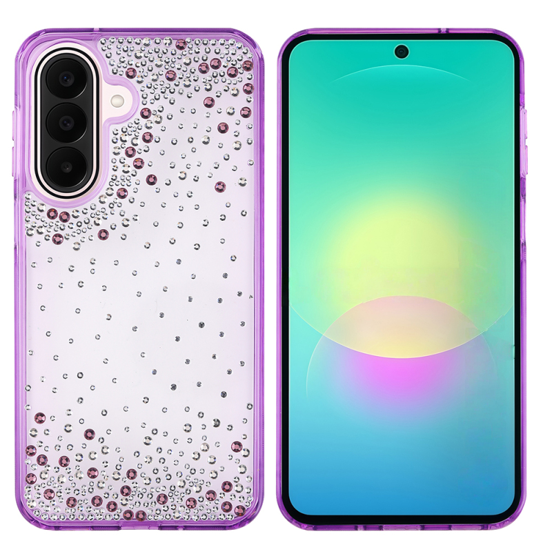 Galaxy A27 Case Airbag Design Drop Stone Embellished Transparent Zore Pera Silicone Cover - 3