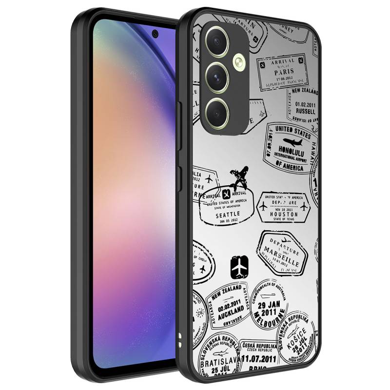 Galaxy A34 Case Mirror Patterned Camera Protected Glossy Zore Mirror Cover - 1