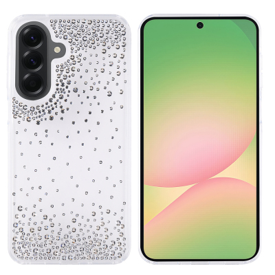 Galaxy A36 Case Airbag Design Drop Stone Embellished Transparent Zore Pera Silicone Cover - 1