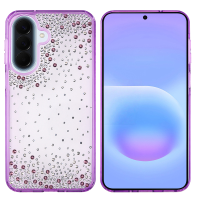 Galaxy A36 Case Airbag Design Drop Stone Embellished Transparent Zore Pera Silicone Cover - 3