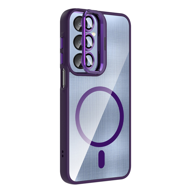 Galaxy A36 Kılıf Standlı ve Kamera Lens Hediyeli M-Safe Şarj Özellikli Zore Etro Kapak - 8