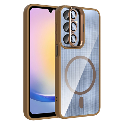 Galaxy A36 Kılıf Standlı ve Kamera Lens Hediyeli M-Safe Şarj Özellikli Zore Etro Kapak - 4