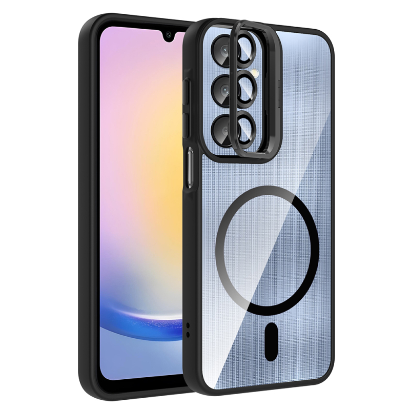 Galaxy A36 Kılıf Standlı ve Kamera Lens Hediyeli M-Safe Şarj Özellikli Zore Etro Kapak - 7