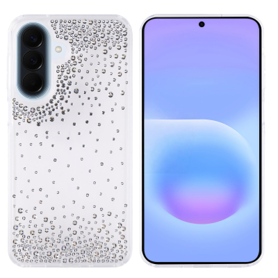 Galaxy A37 Case Airbag Design Drop Stone Embellished Transparent Zore Pera Silicone Cover - 1