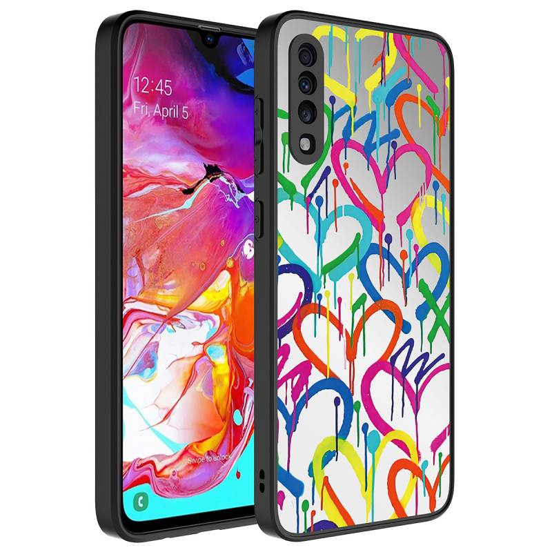 Galaxy A50 Case Mirror Patterned Camera Protected Glossy Zore Mirror Cover - 6