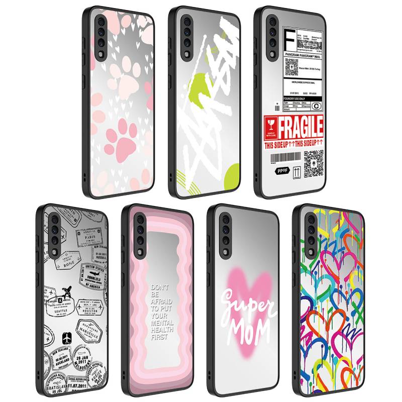 Galaxy A50 Case Mirror Patterned Camera Protected Glossy Zore Mirror Cover - 2