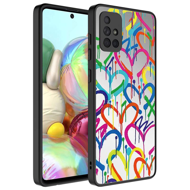 Galaxy A51 Case Mirror Patterned Camera Protected Glossy Zore Mirror Cover - 6