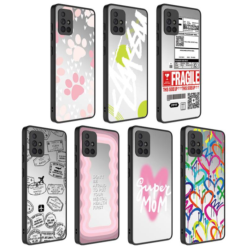 Galaxy A51 Case Mirror Patterned Camera Protected Glossy Zore Mirror Cover - 3