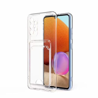 Galaxy A52 Case Card Holder Transparent Zore Setra Clear Silicone Cover - 1