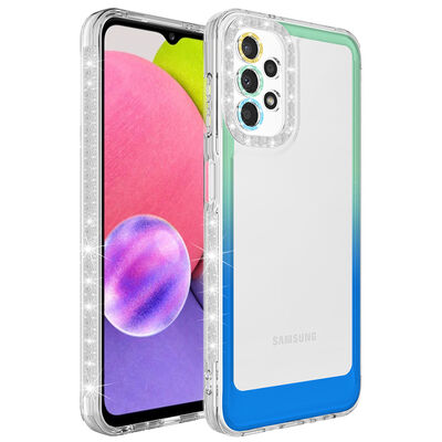 Galaxy A52 Kılıf Simli ve Renk Geçiş Tasarımlı Lens Korumalı Zore Park Kapak - 8