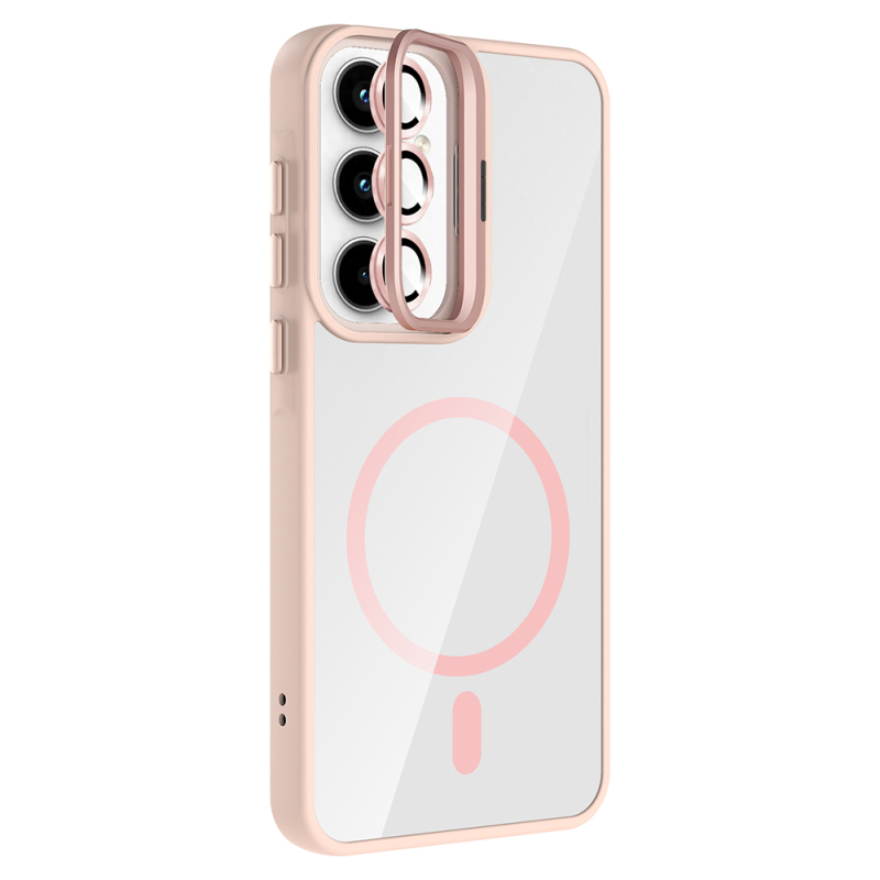 Galaxy A55 Kılıf Standlı ve Kamera Lens Hediyeli M-Safe Şarj Özellikli Zore Etro Kapak - 8
