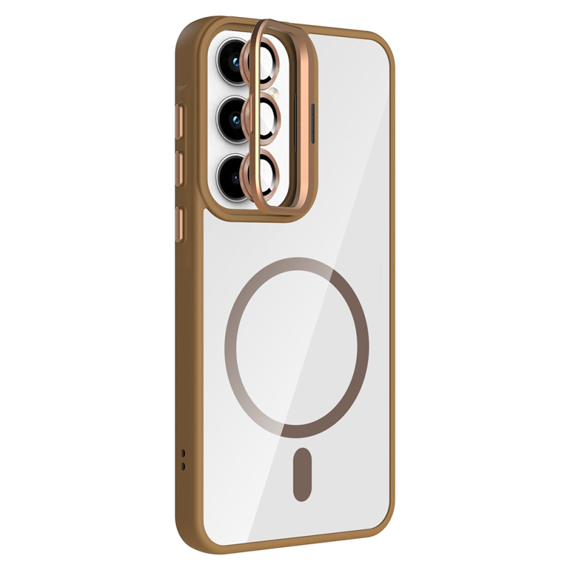 Galaxy A55 Kılıf Standlı ve Kamera Lens Hediyeli M-Safe Şarj Özellikli Zore Etro Kapak - 18