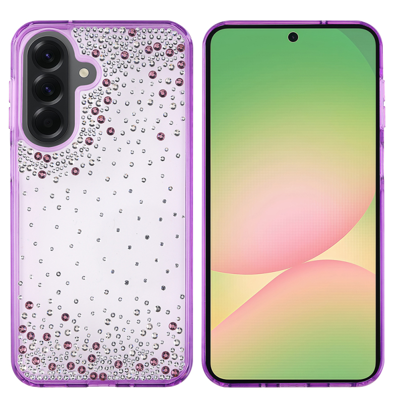 Galaxy A56 Kılıf Airbag Tasarımlı Damla Taşlı Şeffaf Zore Pera Silikon Kapak - 1