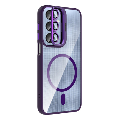 Galaxy A56 Kılıf Standlı ve Kamera Lens Hediyeli M-Safe Şarj Özellikli Zore Etro Kapak - 12