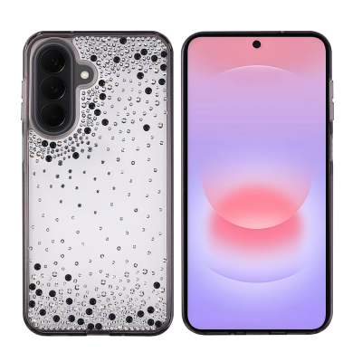 Galaxy A57 Case Airbag Design Drop Stone Embellished Transparent Zore Pera Silicone Cover - 3