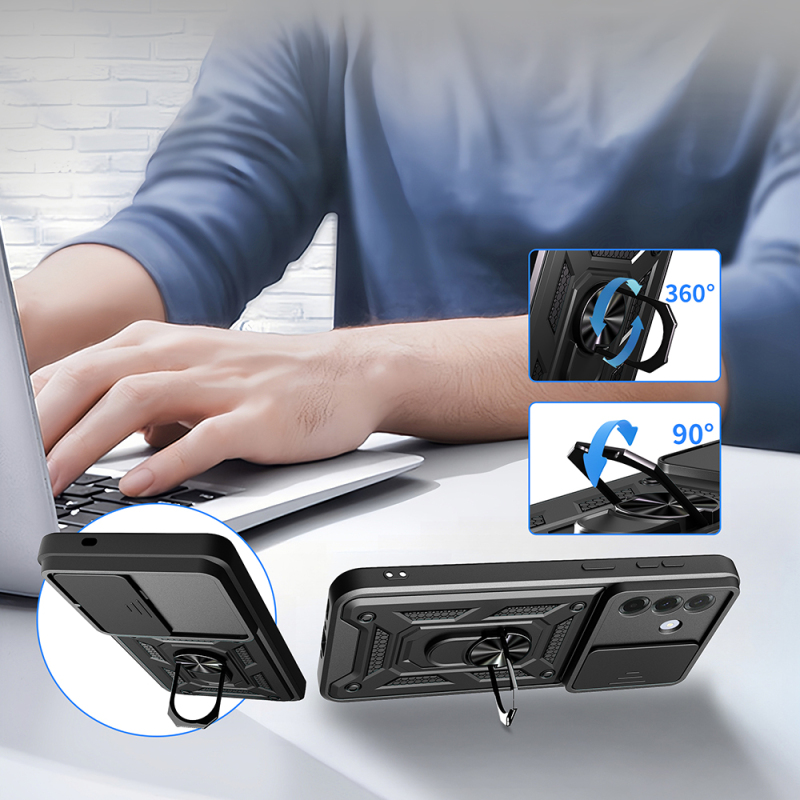 Galaxy A57 Case with Magnetic Stand and Camera Protection - Zore Sliding Vega Cover - 7