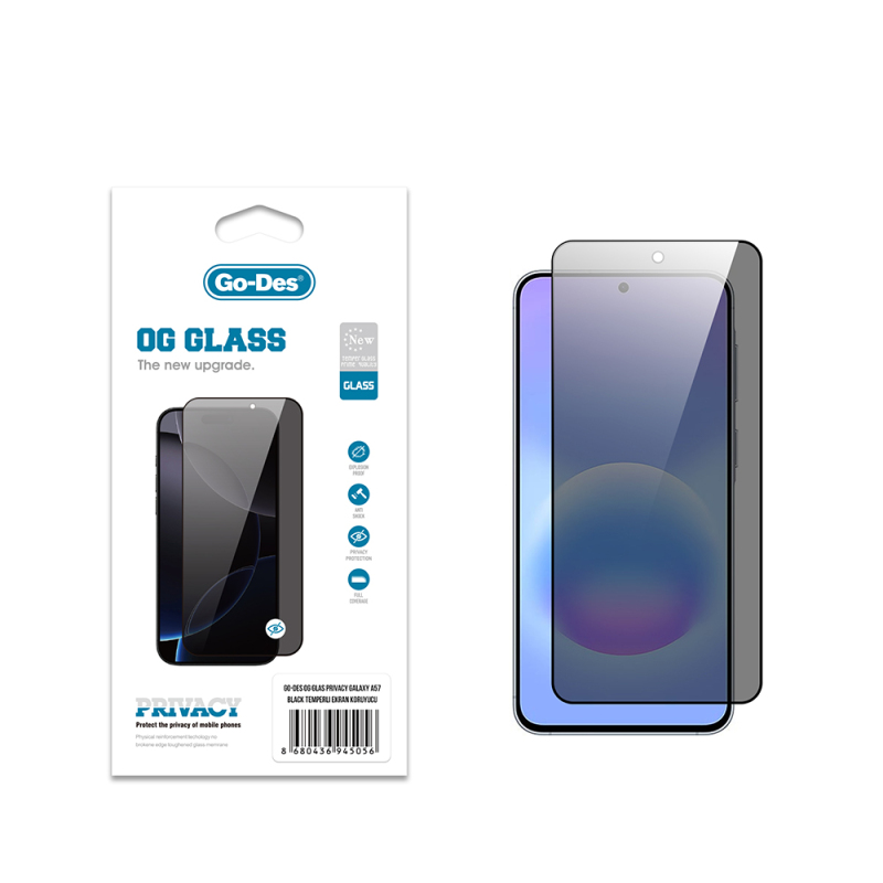 Galaxy A57 Go Des OG Glass Privacy Antistatik Temperli Cam Ekran Koruyucu - 1