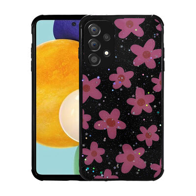 Galaxy A73 Case Glittery Patterned Camera Protected Shiny Zore Popy Cover - 3