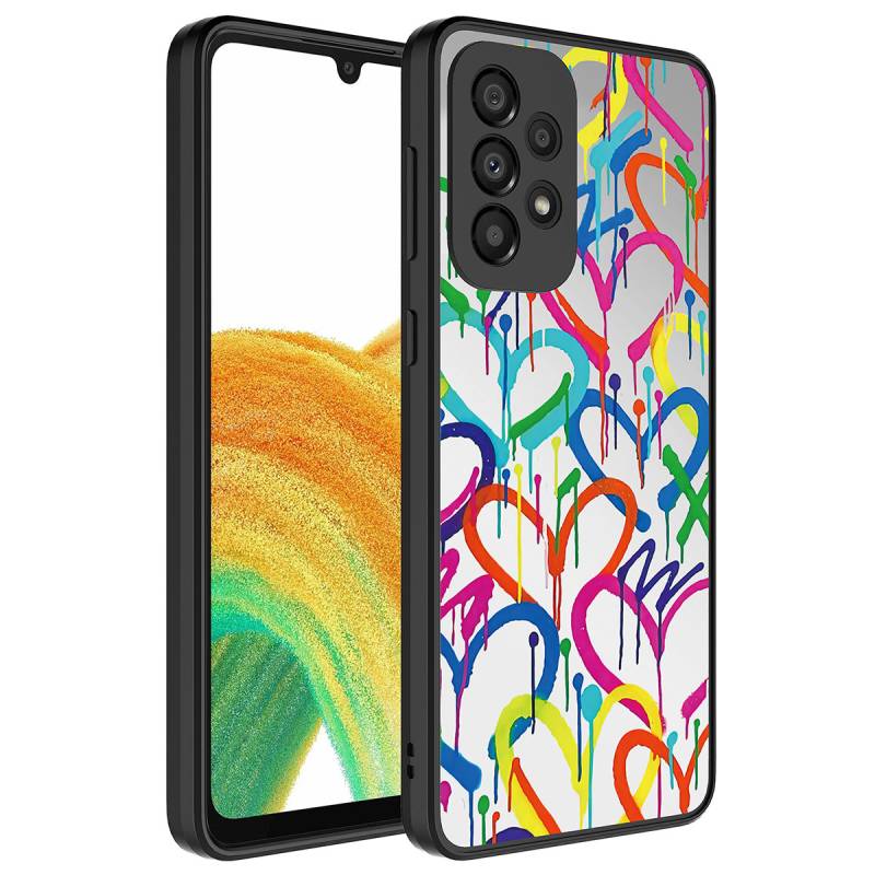 Galaxy A73 Case Mirror Patterned Camera Protected Glossy Zore Mirror Cover - 4