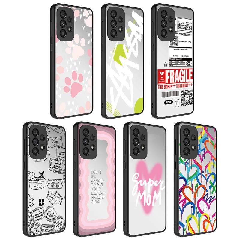 Galaxy A73 Case Mirror Patterned Camera Protected Glossy Zore Mirror Cover - 3