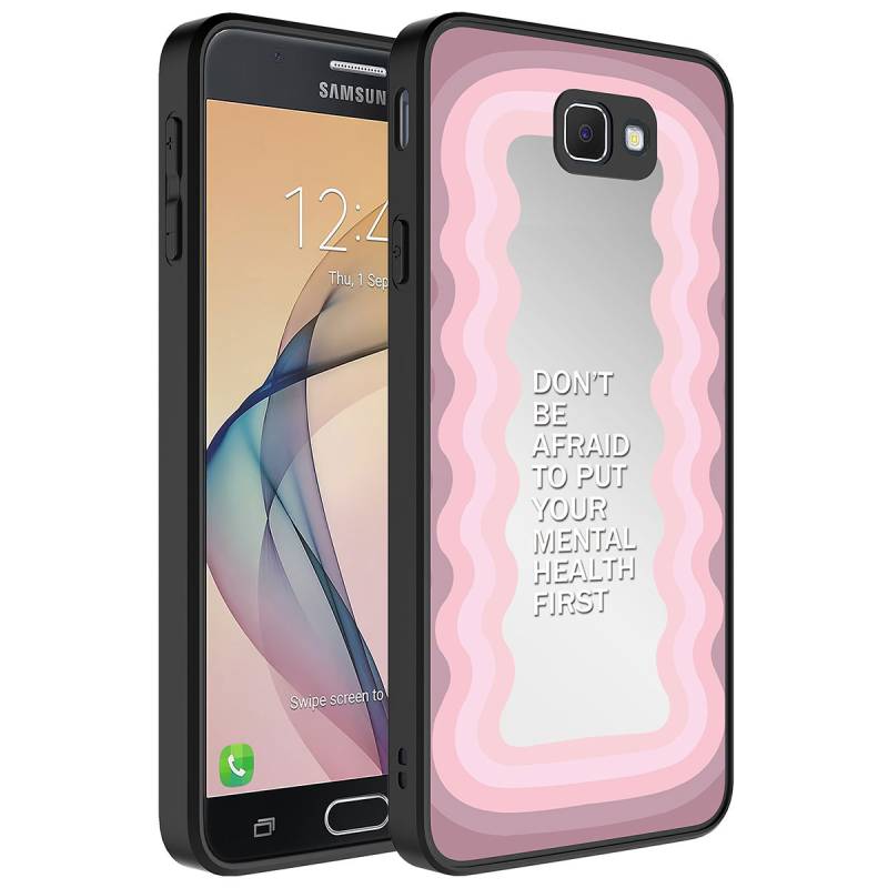 Galaxy J7 Prime Case Mirror Patterned Camera Protected Glossy Zore Mirror Cover - 9